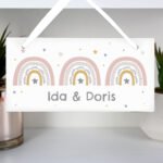Personalised Rainbow Design Hanging Wooden Sign - Image 3