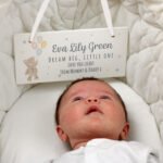 Personalised Teddy & Balloons Design White Hanging Wooden Sign - Image 3