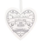 Personalised Any Message Grey Papercut Design Large Wooden Heart Decoration - Image 4