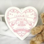 Personalised Any Message Pink Papercut Design Large Wooden Heart Decoration - Image 3