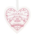 Personalised Any Message Pink Papercut Design Large Wooden Heart Decoration - Image 4