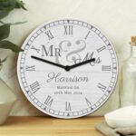 Personalised 'Mr & Mrs' Rustic Look Wooden Wall Clock - Image 2