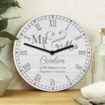 Personalised 'Mr & Mrs' Rustic Look Wooden Wall Clock - Image 4