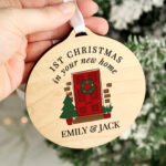 Personalised '1st Christmas In Your New Home' Round Wooden Christmas Decoration - Image 2