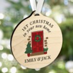 Personalised '1st Christmas In Your New Home' Round Wooden Christmas Decoration - Image 3