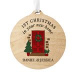Personalised '1st Christmas In Your New Home' Round Wooden Christmas Decoration - Image 4