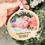 Personalised Any Message Photo Upload Round Hanging Wooden Decoration - Image 6