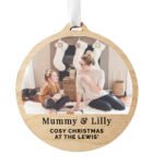 Personalised Any Message Photo Upload Round Hanging Wooden Decoration - Image 8