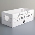 Personalised House & Heart Motif Small White Wooden Storage Crate - Image 4