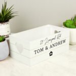 Personalised House & Heart Motif Small White Wooden Storage Crate - Image 5