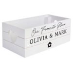 Personalised House & Heart Motif Small White Wooden Storage Crate - Image 6