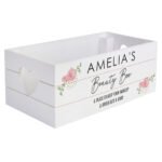 Personalised Any Message Abstract Rose Design Small White Wooden Storage Crate - Image 4