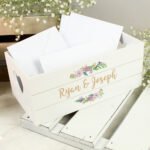 Personalised Floral Design Couples Small White Wooden Storage Crate