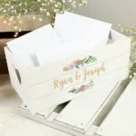Personalised Floral Design Small White Wooden Storage Crate