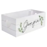 Personalised Name Only Botanical Design Small White Wooden Storage Crate - Image 5
