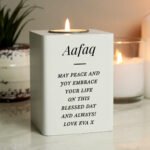 Personalised Any Message White Wooden Tea Light Candle Holder - Image 3