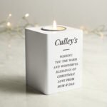 Personalised Any Message White Wooden Tea Light Candle Holder - Image 5