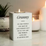 Personalised Any Message White Wooden Tea Light Candle Holder - Image 7