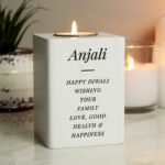 Personalised Any Message White Wooden Tea Light Candle Holder - Image 8