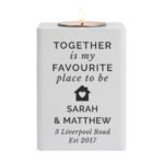 Personalised House & Heart Motif White Wooden Tea Light Candle Holder - Image 4
