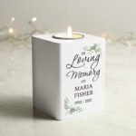 Personalised 'In Loving Memory' White Wooden Tea Light Candle Holder - Image 3