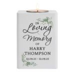 Personalised 'In Loving Memory' White Wooden Tea Light Candle Holder - Image 4