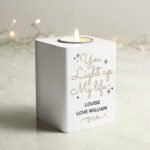 Personalised 'You Light Up My Life' White Wooden Tea Light Candle Holder - Image 3