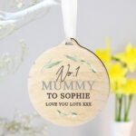 Personalised Any Message Leaf Decor Round Wooden Decoration