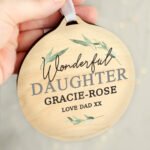 Personalised Any Message Leaf Decor Round Wooden Decoration - Image 2