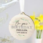Personalised Any Message Leaf Decor Round Wooden Decoration - Image 3