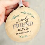 Personalised Any Message Leaf Decor Round Wooden Decoration - Image 4