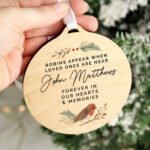 Personalised 'Robins Appear...' Memorial Round Wooden Decoration - Image 3