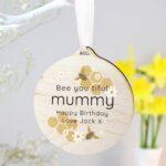 Personalised Any Message Bee Design Round Wooden Decoration - Image 5