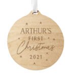 Personalised Baby's 'First Christmas' Round Wooden Decoration - Image 3