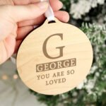 Personalised Big Initial Round Wooden Decoration - Image 2