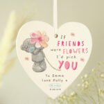 Personalised Me To You 'If (Role) Were Flowers' Wooden Heart Decoration