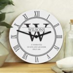Personalised Family Name & Initial Wooden Wall Clock