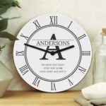 Personalised Family Name & Initial Wooden Wall Clock - Image 2
