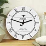 Personalised Family Name & Initial Wooden Wall Clock - Image 4