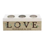 Personalised 'Love' Botanical Design Wooden Triple Tea Light Candle Box - Image 5