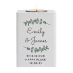 Personalised Botanical Design White Wooden Tea Light Candle Holder - Image 5