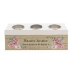 Personalised Any Message Floral Watercolour Design Wooden Triple Tea Light Candle Box - Image 5