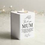 Personalised Any Message Floral Design White Wooden Tea Light Candle Holder - Image 6