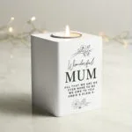 Personalised Any Message Floral Design White Wooden Tea Light Candle Holder - Image 7