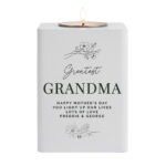 Personalised Any Message Floral Design White Wooden Tea Light Candle Holder - Image 8