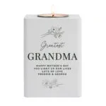 Personalised Any Message Floral Design White Wooden Tea Light Candle Holder - Image 8