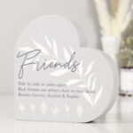 Personalised Any Message Leaf Decor Free Standing Grey Wooden Heart Ornament - Image 6