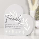 Personalised Any Message Leaf Decor Free Standing Grey Wooden Heart Ornament - Image 7
