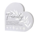 Personalised Any Message Leaf Decor Free Standing Grey Wooden Heart Ornament - Image 8