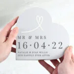 Personalised Heart Motif Free Standing Grey Wooden Heart Ornament - Image 2
